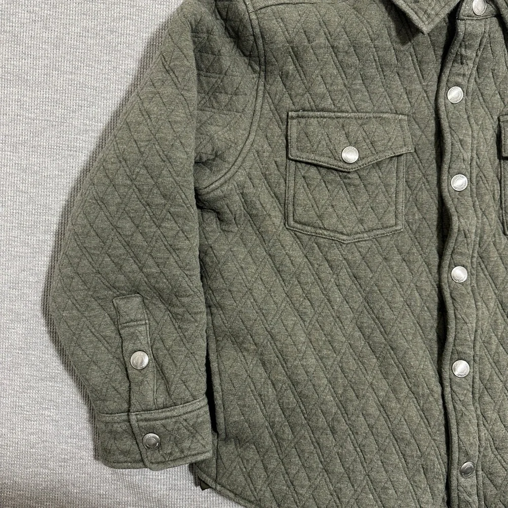 UNTUCKit Braunfield Quilted Shirt Jacket Mens Small Olive Green Snap Front 42151